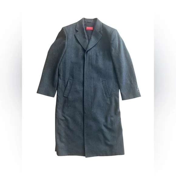 MANTONI TOP COAT CHARCOAL BLACK WOOL/CASHMERE